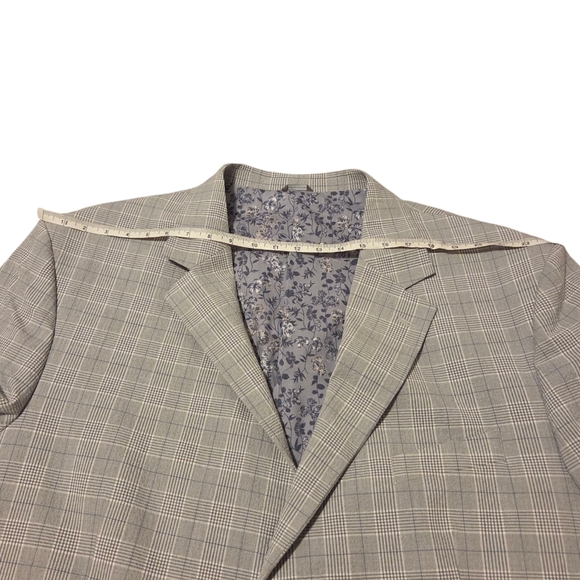 NWOT Oak Hill Men's Sport Coat Blazer 3XL 54R / 56R Gray Plaid Blue Floral - Picture 6 of 14